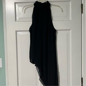 New York & Company Asymmetrical Black Sleeveless tunic blouse